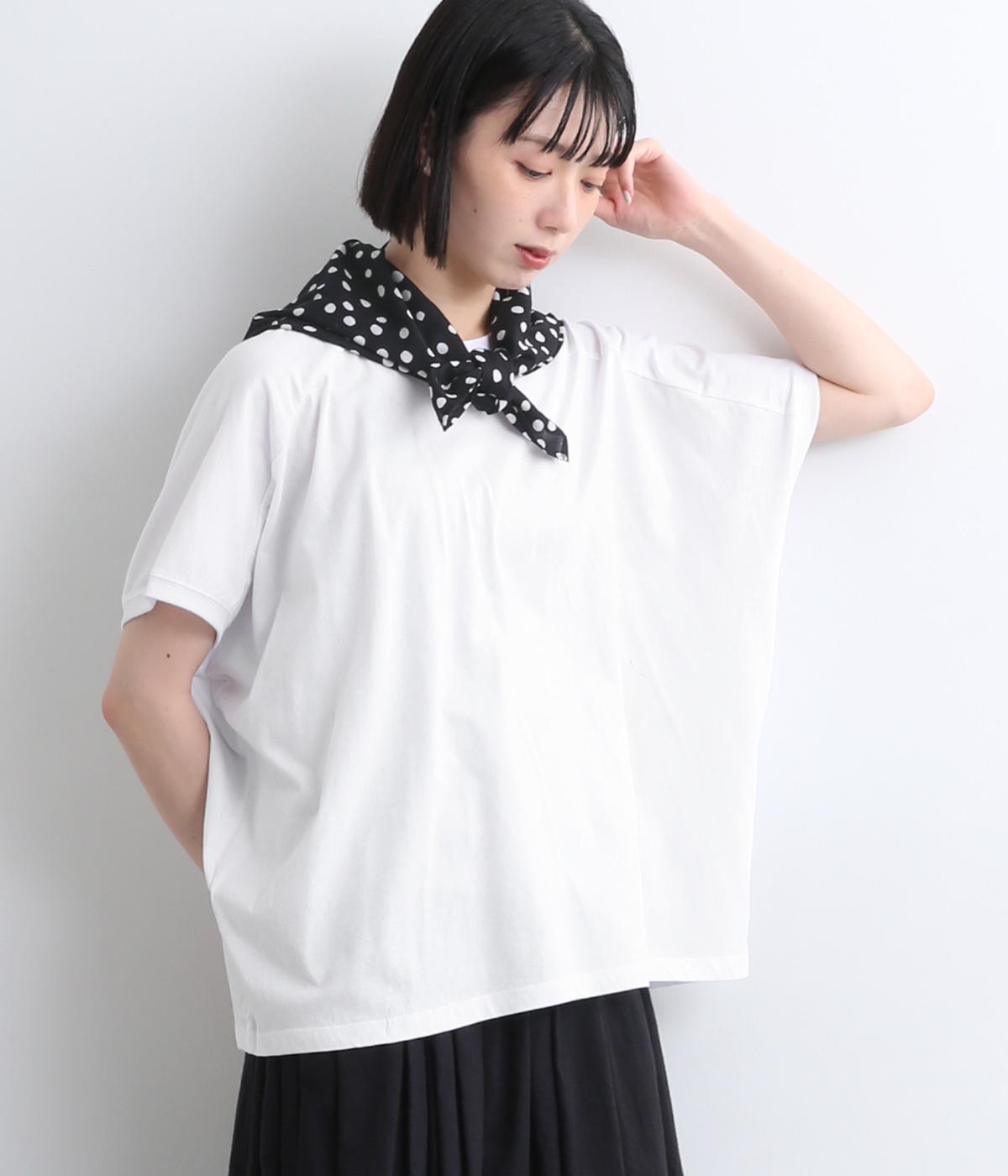 30天竺スカーフ変形ワイドTシャツ(ホワイト-ONESIZE)