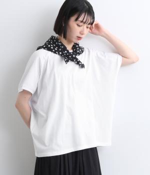 30天竺スカーフ変形ワイドTシャツ(ホワイト-ONESIZE)