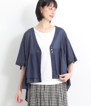 ボイルギャザーカーディガン(ネイビー-ONESIZE)