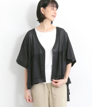 ボイルギャザーカーディガン(ブラック-ONESIZE)