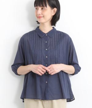 ボイルピンタック7分袖シャツ(ネイビー-ONESIZE)