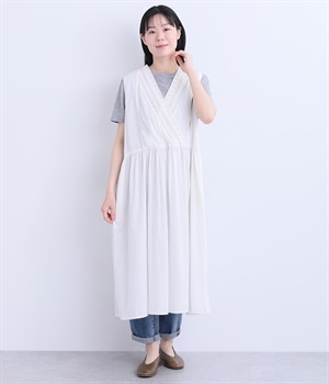 コードコットンレースカシュクールワンピース(ホワイト-ONESIZE)
