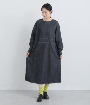 コットンリネンデニムワンピース(ネイビー-F)