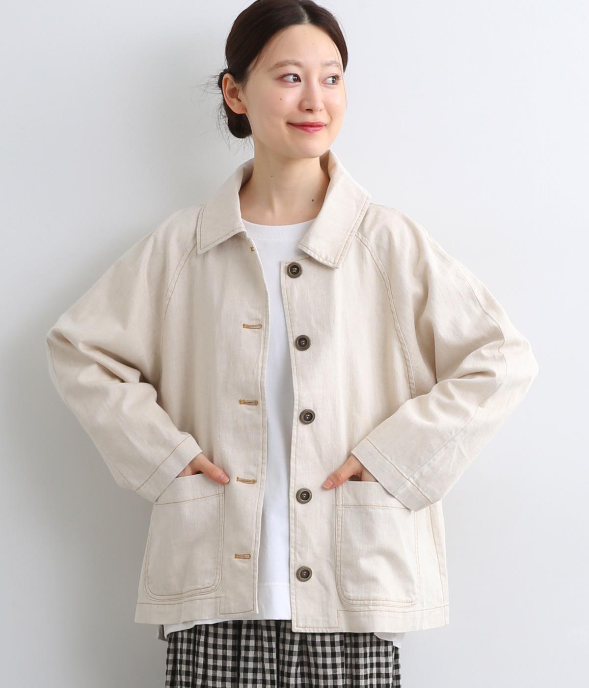コットンリネンデニムジャケット(ナチュラル-F)