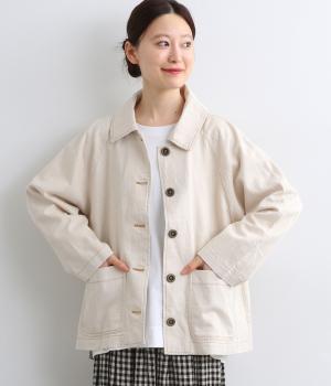 コットンリネンデニムジャケット(ナチュラル-F)