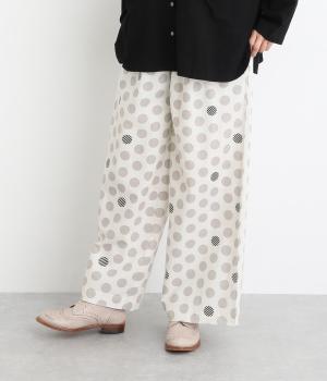 シーチングドットプリントワイドパンツ(ホワイト-F)