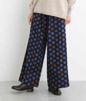 シーチングドットプリントワイドパンツ(ブルー-F)