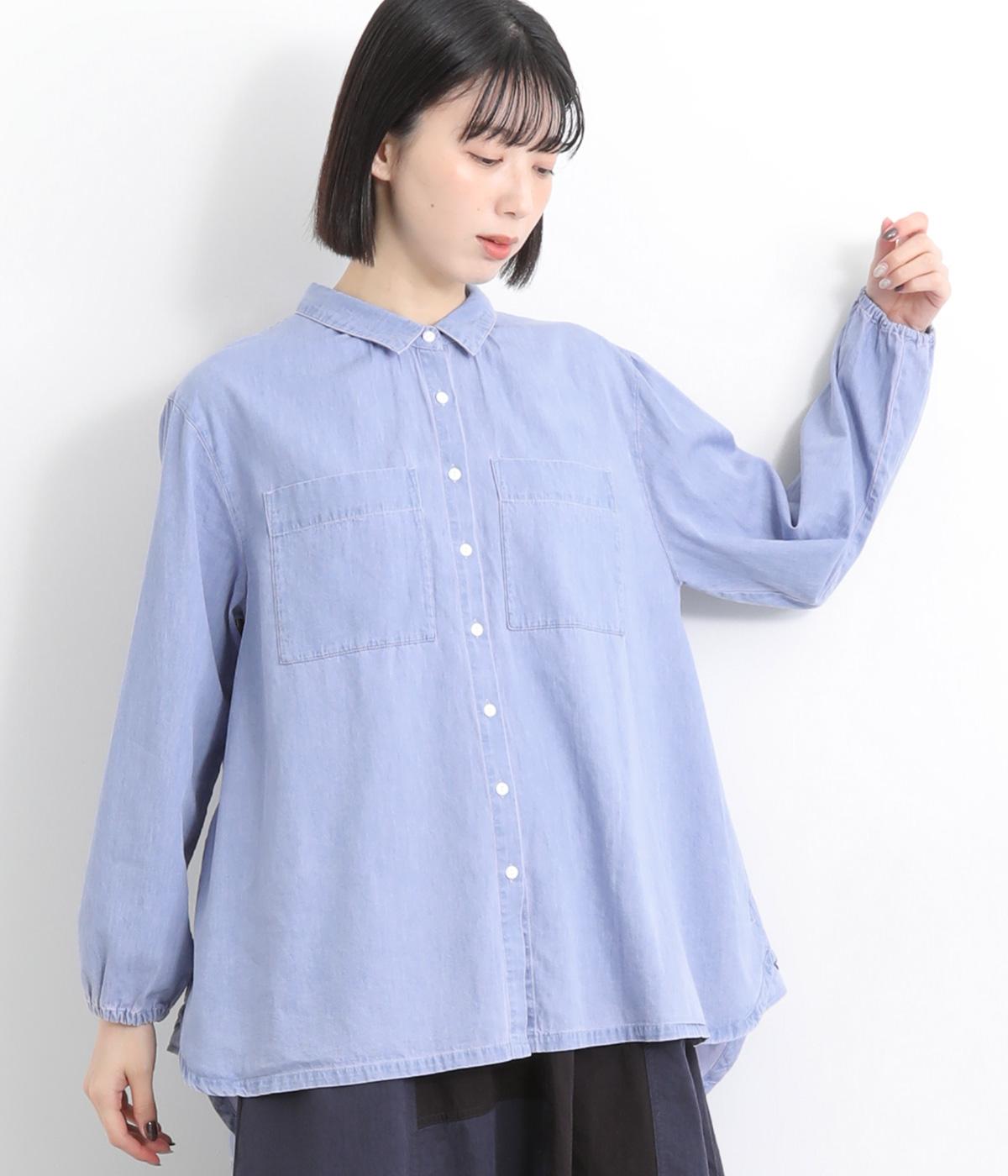 デニムギャザーシャツ(サックス-F)