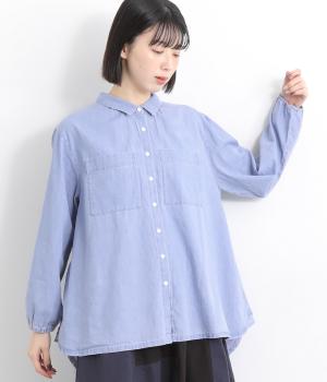 デニムギャザーシャツ(サックス-F)
