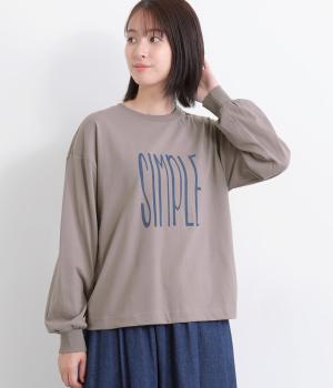天竺SimpleロゴプリントロングTee(チャコール-F)