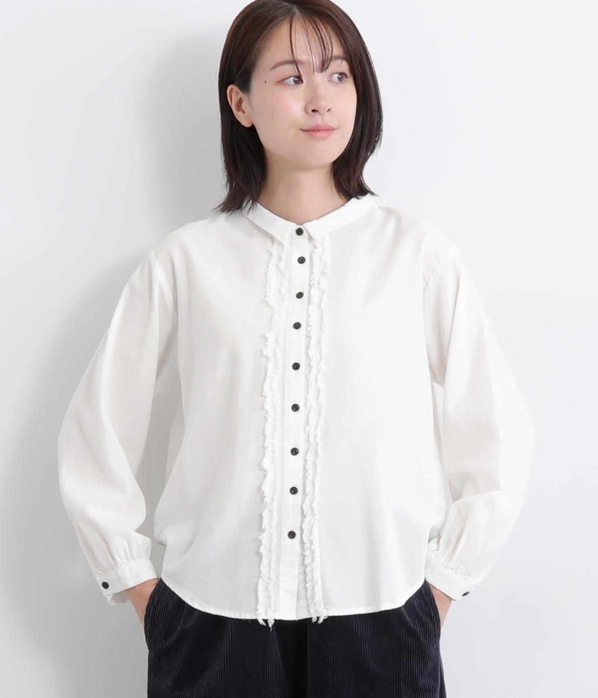 シャリシャリオックスフリンジシャツ(ナチュラル-F)