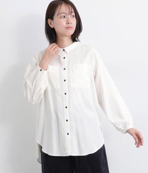 シャリシャリオックスギャザーオーバーシャツ(ホワイト-F)