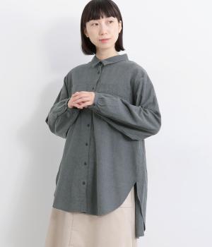 シャリシャリオックスギャザーオーバーシャツ(グレー-F)