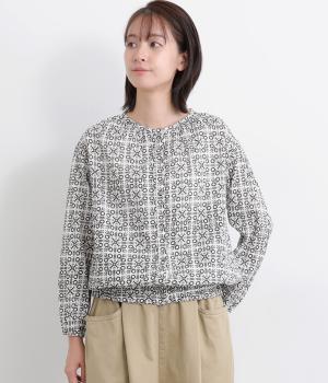 コードコットンブルゾンシャツ(ブラック-F)