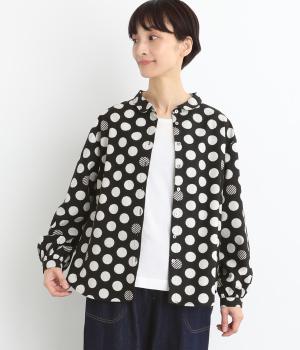 シーチングドットプリント長袖シャツ(ブラック-F)