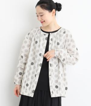 シーチングドットプリントブルゾンシャツ(ホワイト-F)