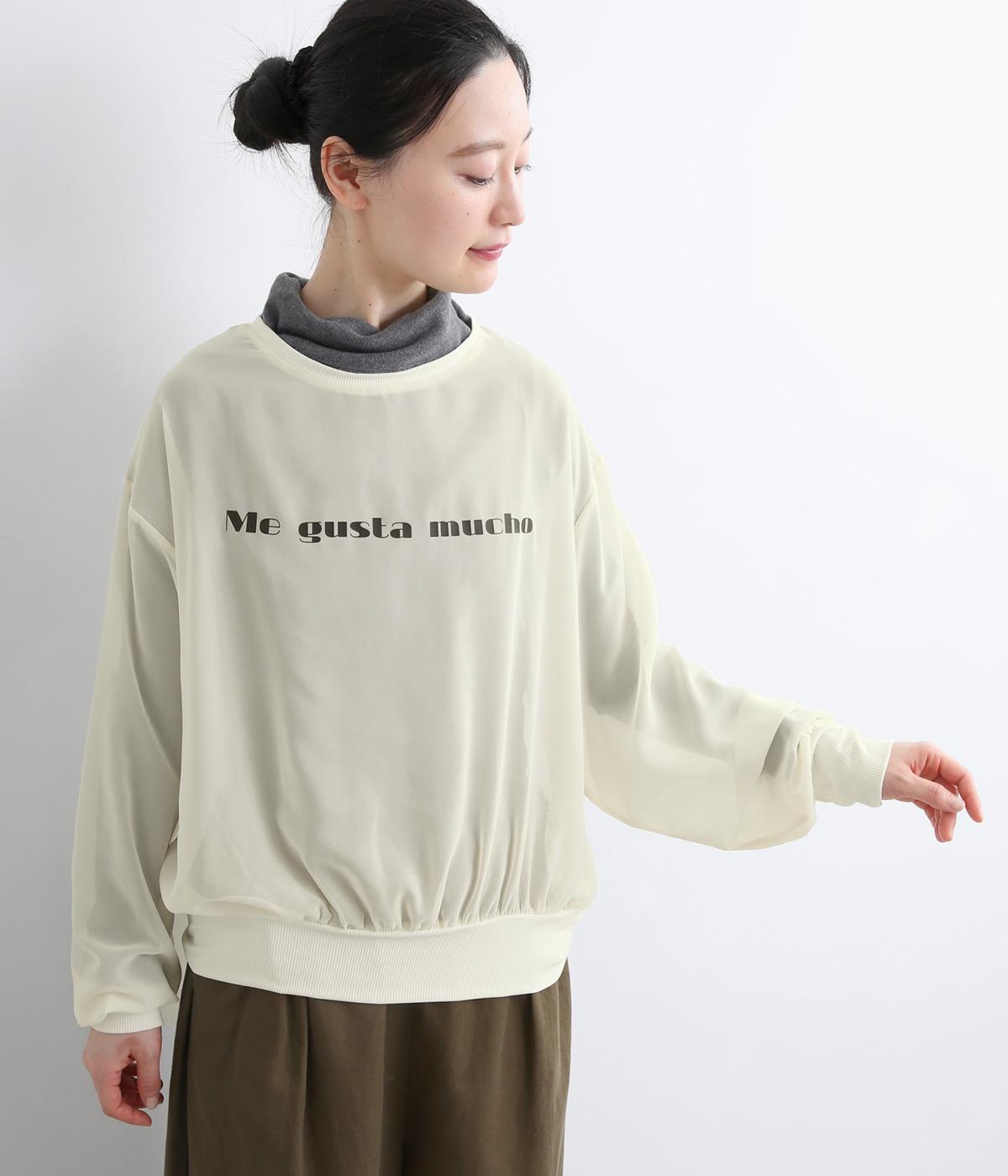 シアー天竺ロゴプリント配色クルーネック(ホワイト×ホワイト-F)