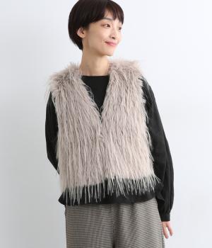 シャギーベスト(グレージュ-F)