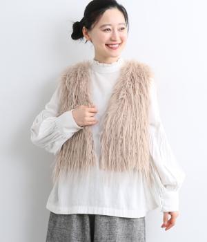 シャギーベスト(ベージュ-F)