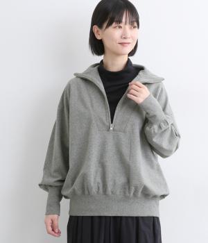 裏毛ハーフジッププルオーバー(グレイ-F)