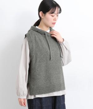 7Ｇニットフードベスト(チャコール-F)