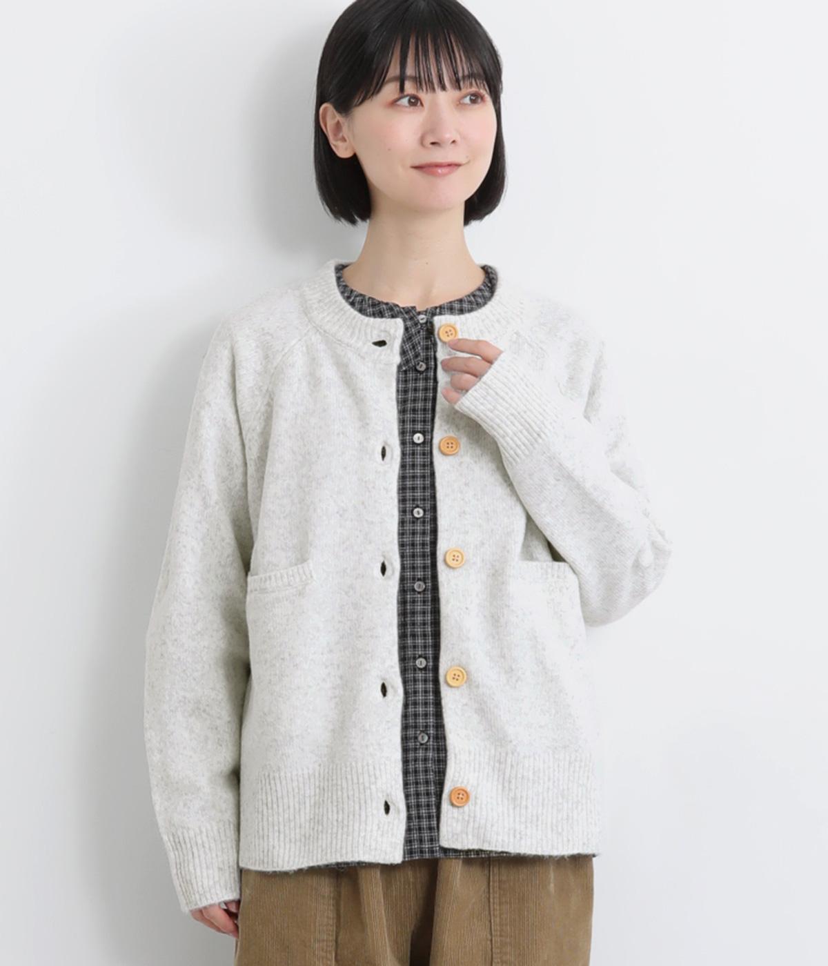 7Ｇニットクルーネックカーディガン(グレイ-F)