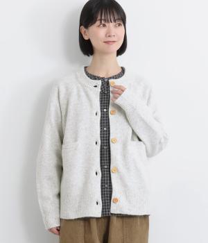 7Ｇニットクルーネックカーディガン(グレイ-F)