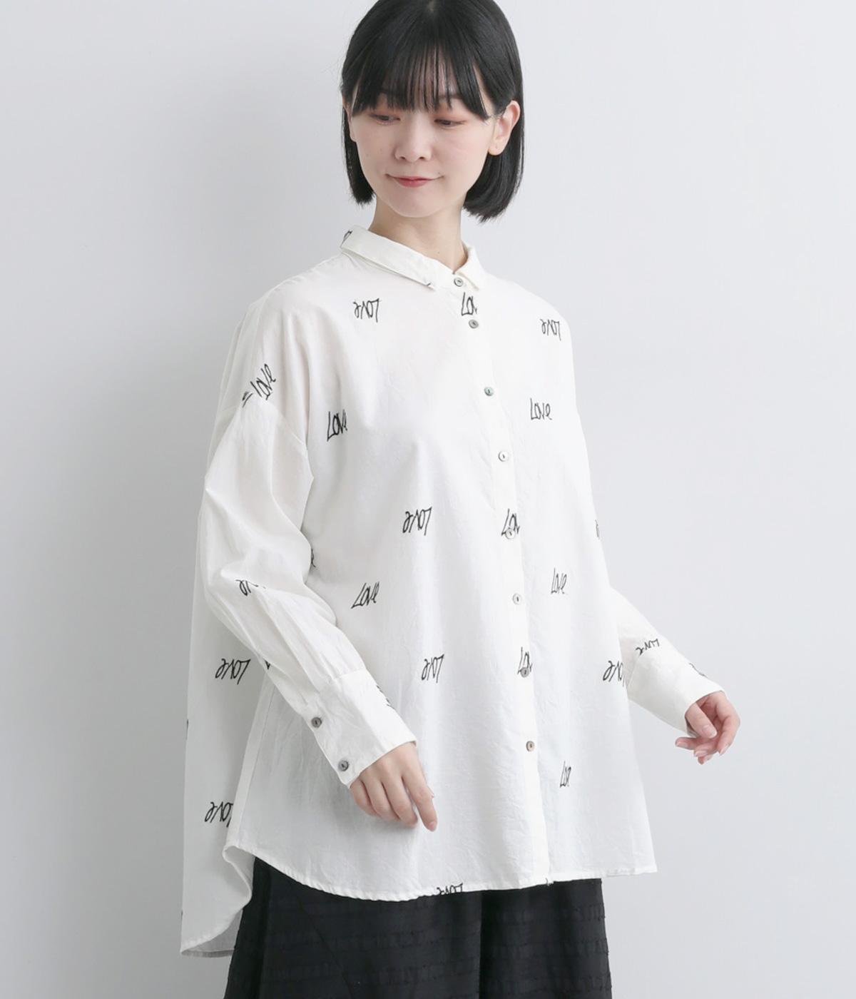 刺繍ロングシャツ(ホワイト-F)