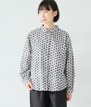 起毛ドットプリントレギュラーシャツ(ホワイト-F)