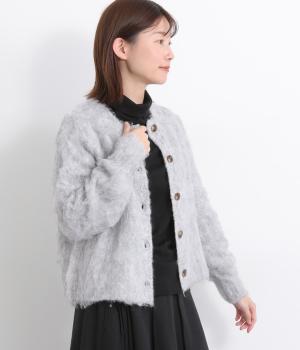 シャギーニットクルーカーディガン(グレー-F)