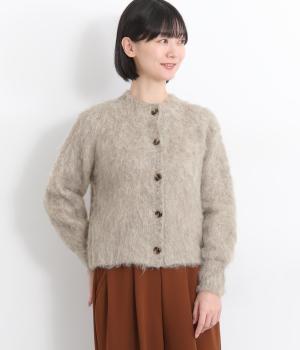 シャギーニットクルーカーディガン(ベージュ-F)