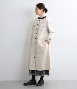 コットンリネンデニムコートワンピース(ナチュラル-F)
