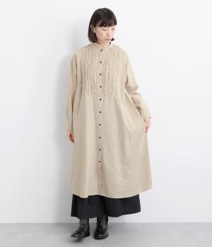 シャリシャリオックスフリンジワンピース(ベージュ-F)