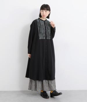シャリシャリオックスフリンジワンピース(ブラック-F)