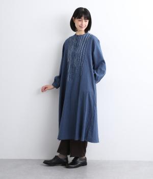 デニムフリンジワンピース(ネイビー-F)