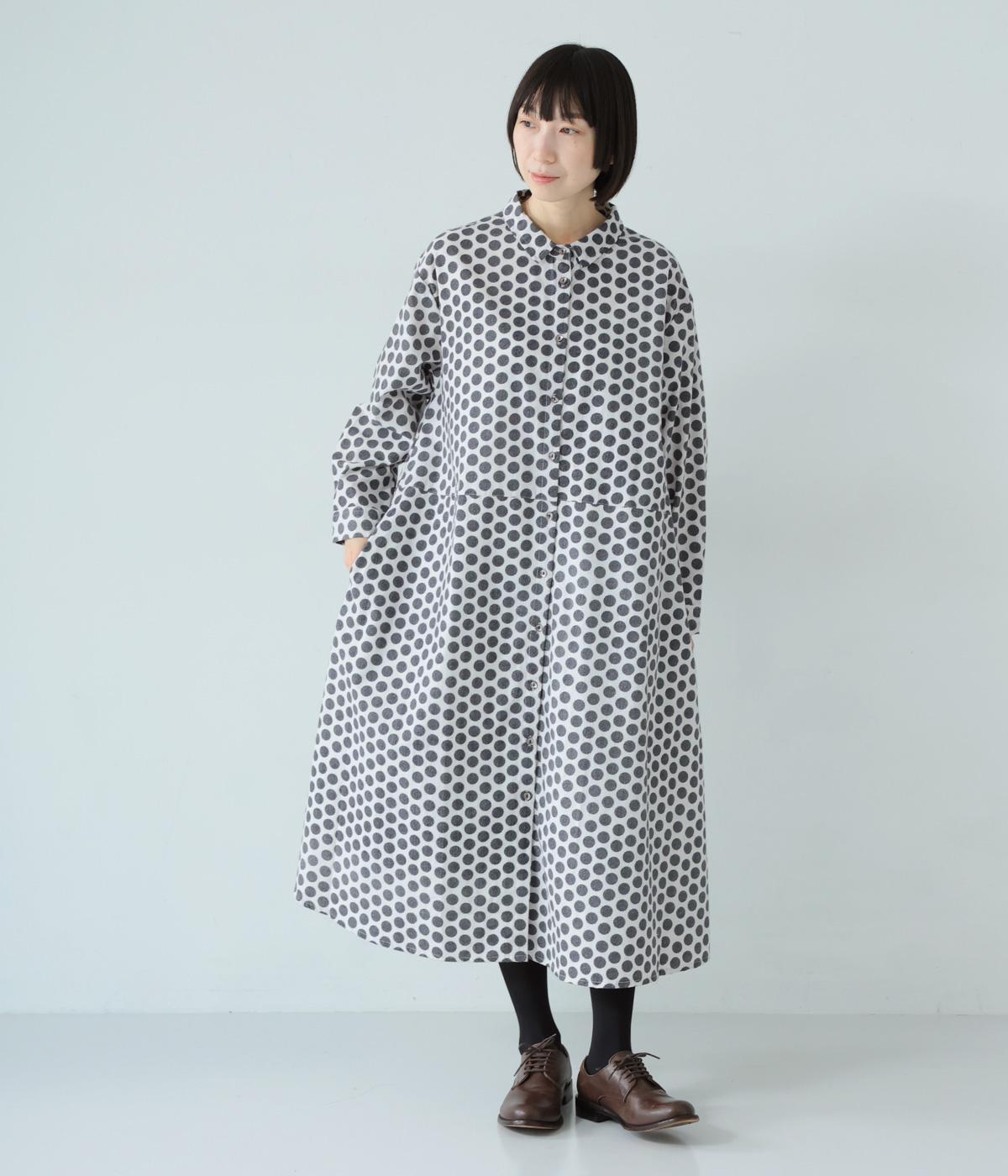 起毛ドット切替ワンピース(ホワイト-F)