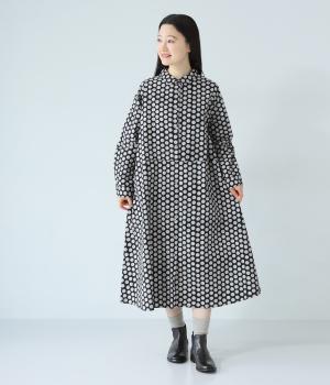 起毛ドット切替ワンピース(ブラック-F)