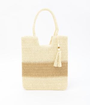 タッセル付きバック(ベージュ-F)