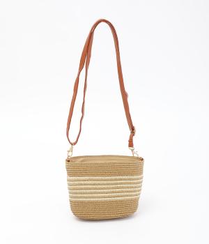 ライン入りバック(ブラウン×ベージュ-F)