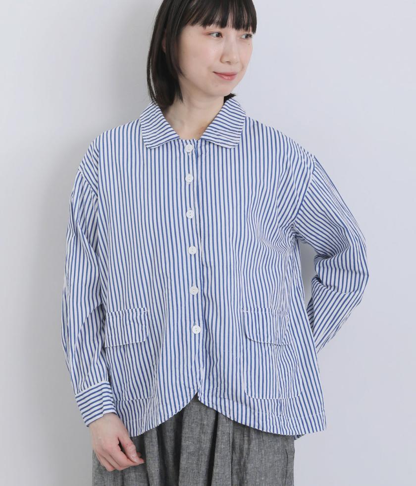 シーチングストライププリントシャツジャケット