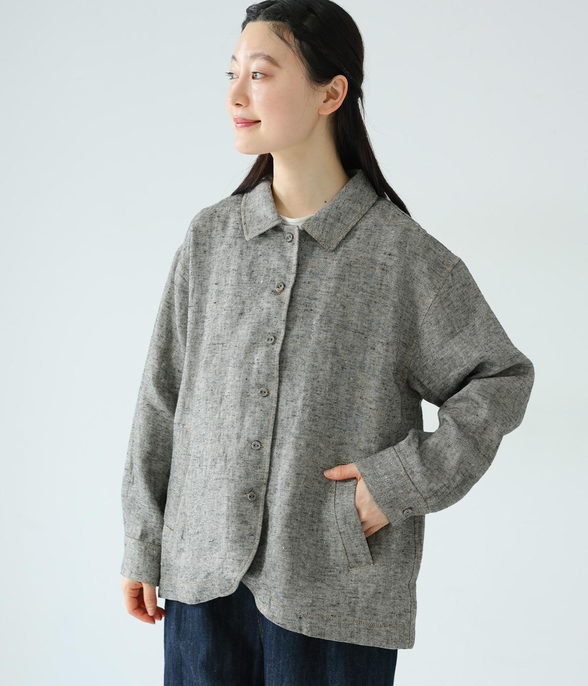リネン起毛シャツジャケット(グレー-F)