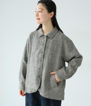 リネン起毛シャツジャケット(グレー-F)
