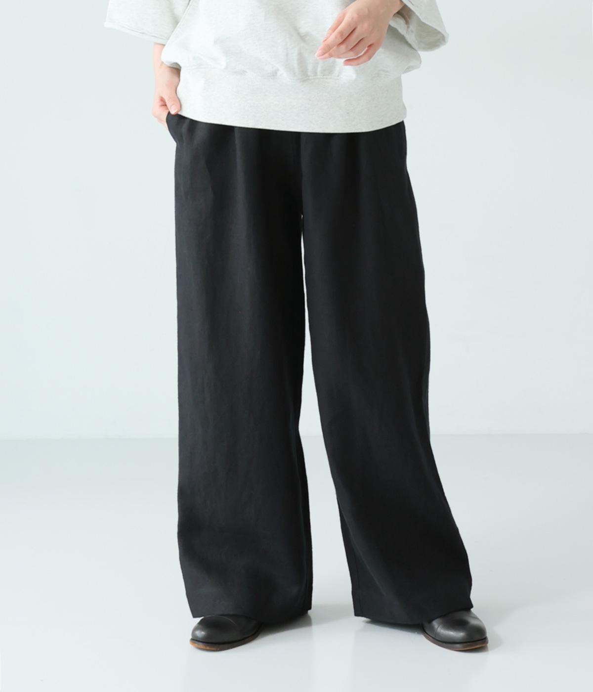 リネン起毛ワイドパンツ(ブラック-F)