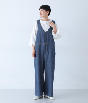 コットンリネン　デニムサロペット