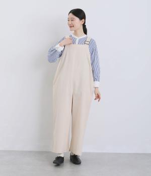 コットンリネン　サロペット(ホワイト-F)