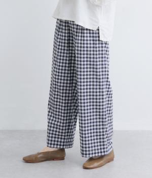 コットンギンガムチェック　ワイドパンツ