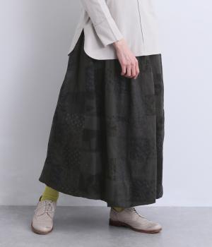 パッチワークバルーンスカート(チャコール-F)