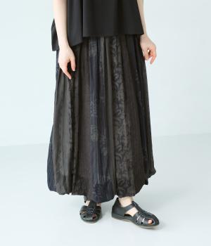 ストライプパッチワークバルーンスカート