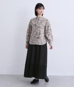 シーチング花柄プリントレギュラーシャツ