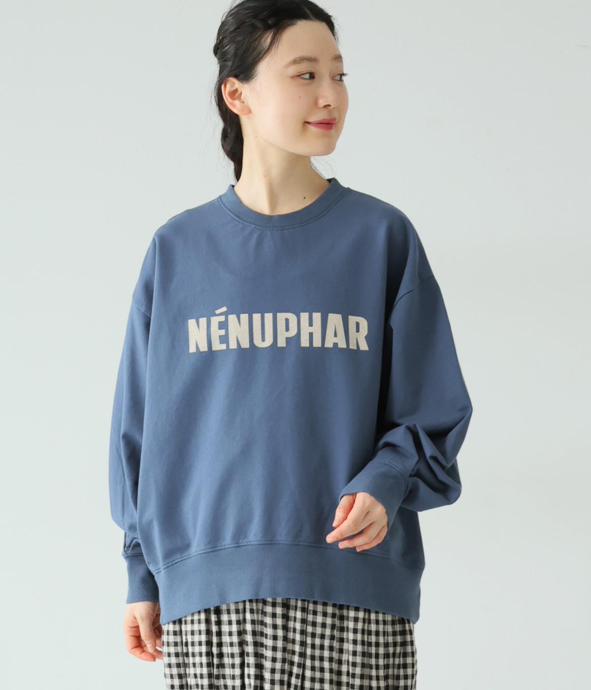 ”NENUPHAR”プリント　裏毛プルオーバー(ブルー-F)